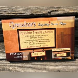 GRANDMA’S BABYSITTING SERVICE PLAQUE NIB WALL DECOR